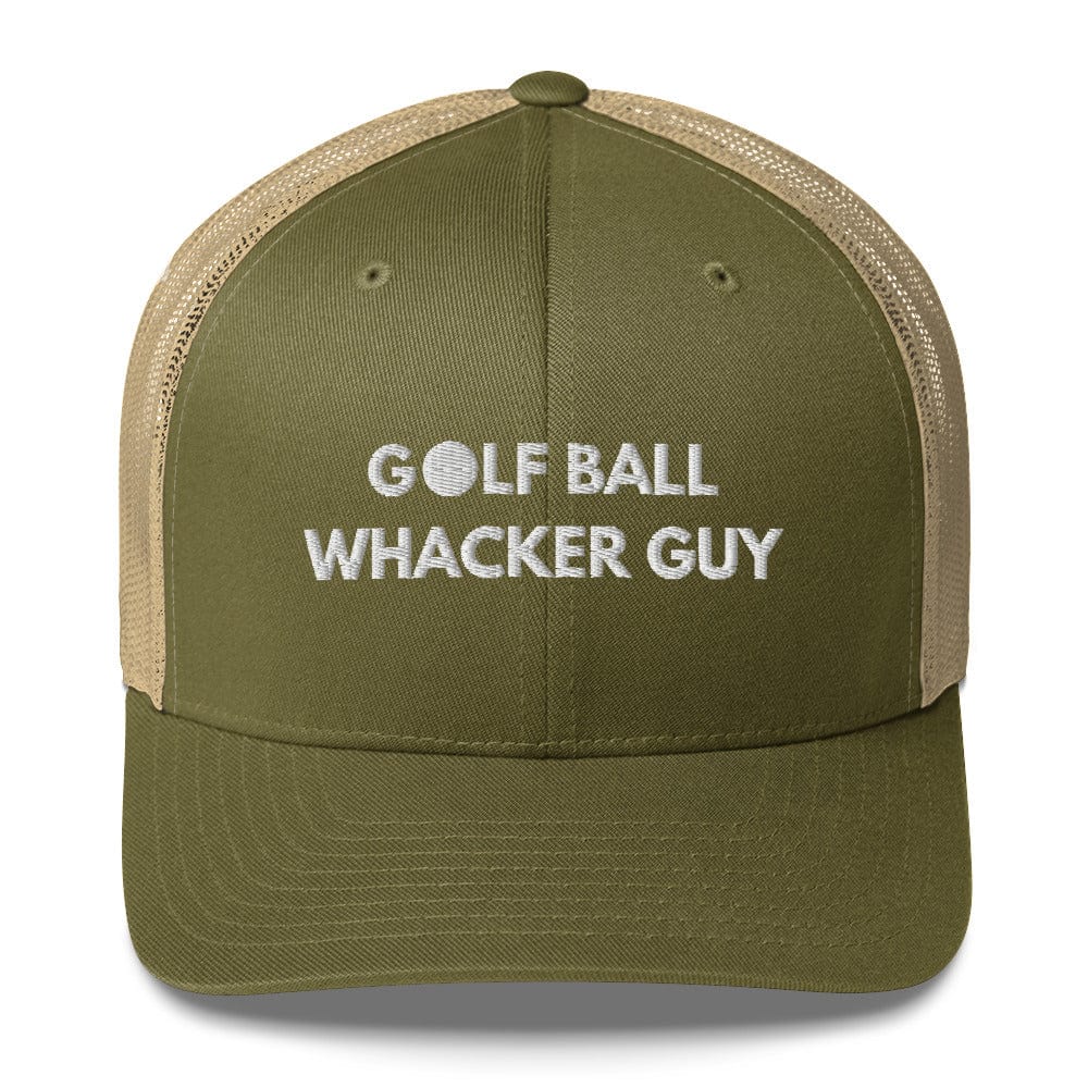 Funny Golfer Gifts Trucker Hat Moss/ Khaki Golf Ball Whacker Guy Hat Trucker Hat