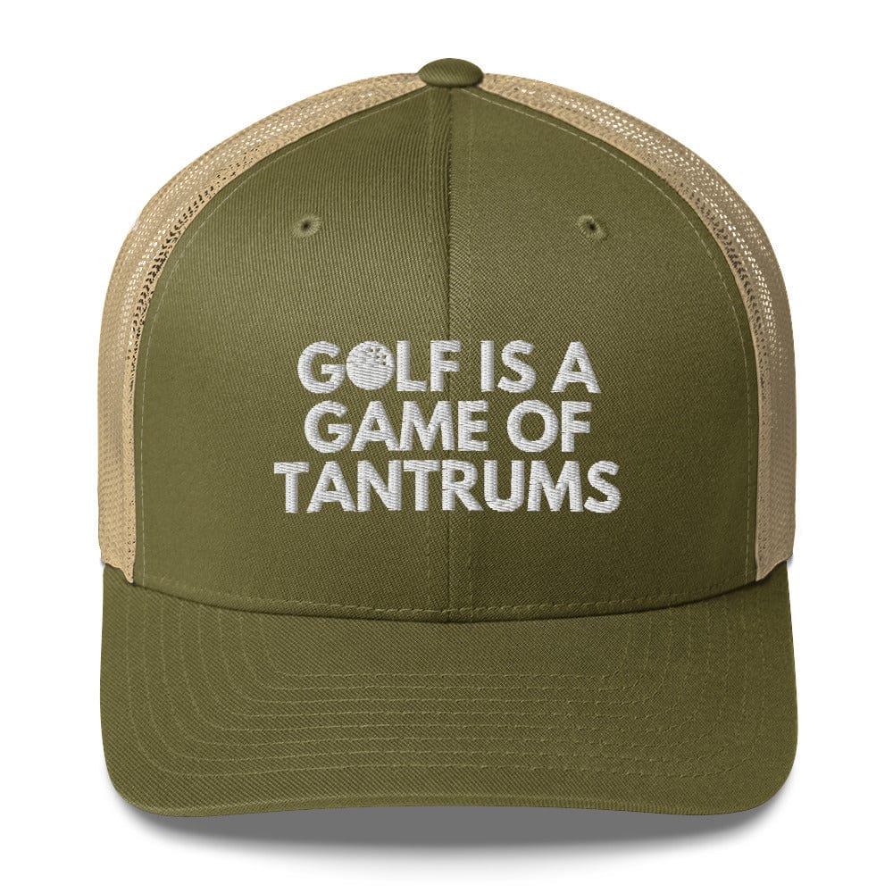 Funny Golfer Gifts Trucker Hat Moss/ Khaki Golf Is A Game Of Tantrums Hat Trucker Hat