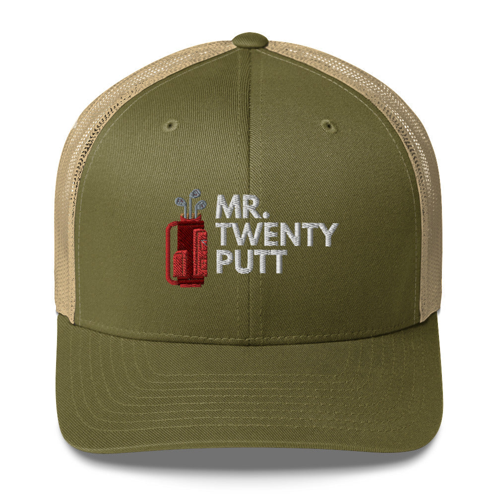 Funny Golfer Gifts Trucker Hat Moss/ Khaki Mr. Twenty Putt Trucker Hat
