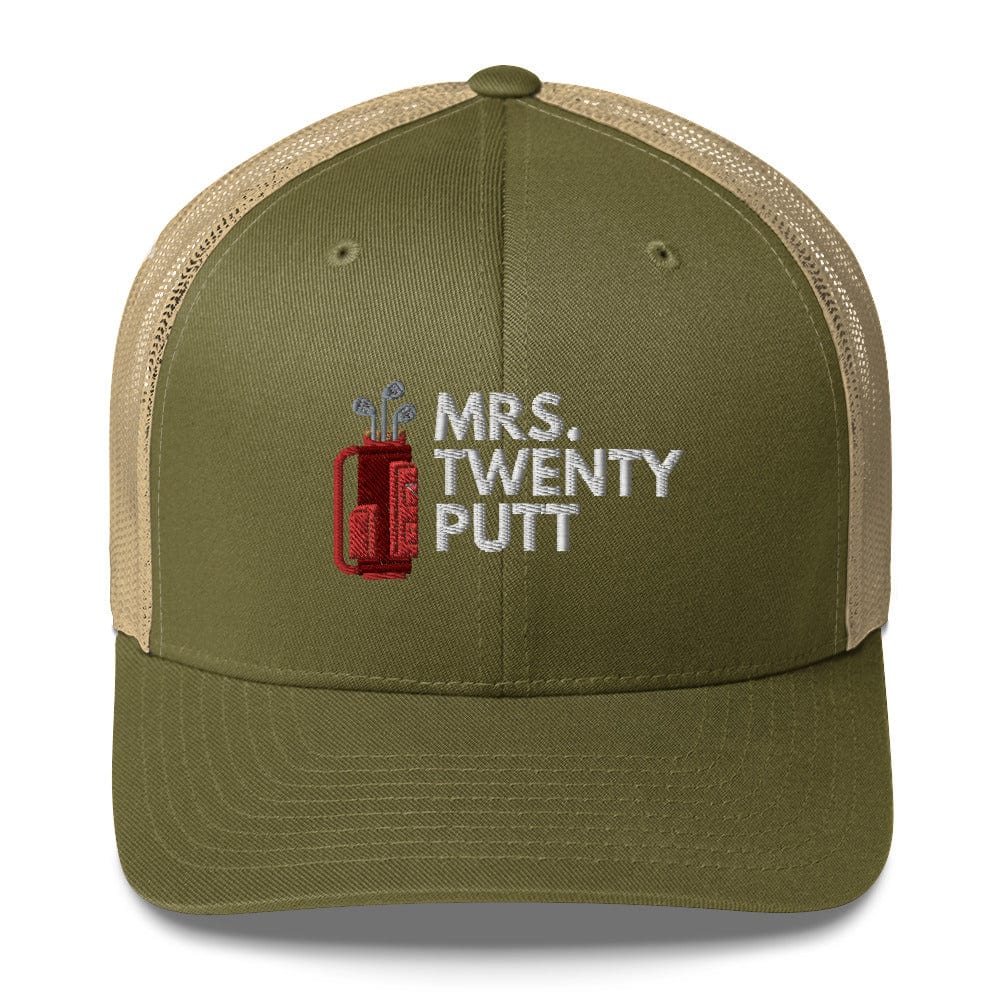 Funny Golfer Gifts Trucker Hat Moss/ Khaki Mrs. Twenty Putt Trucker Hat