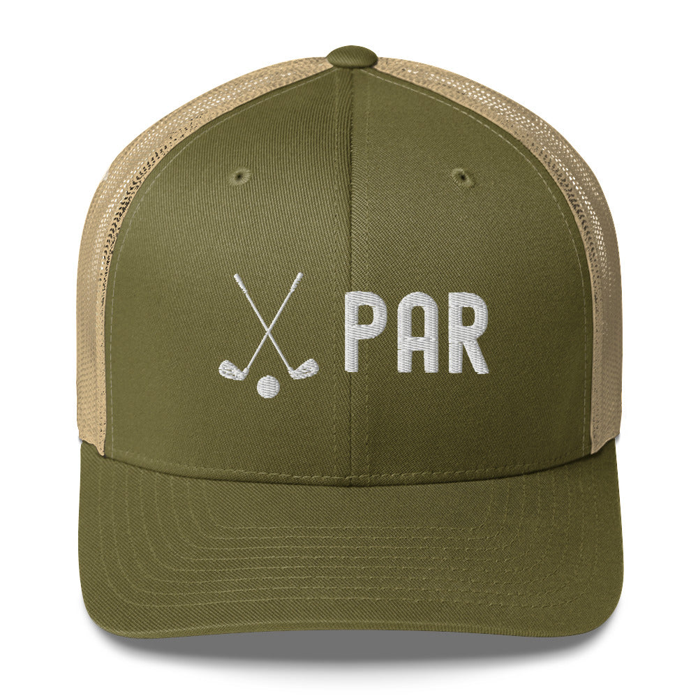 Funny Golfer Gifts Trucker Hat Moss/ Khaki Par Golf Club Golfball Hat Trucker Hat