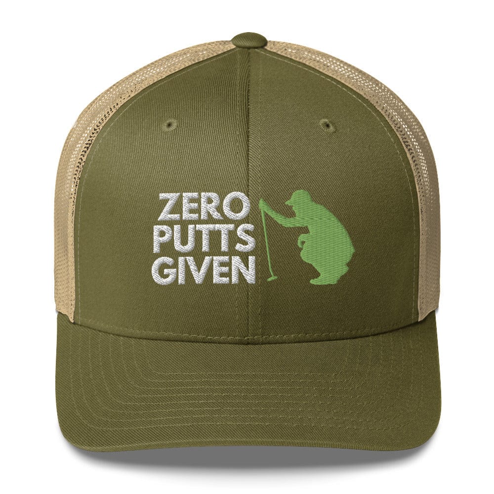 Funny Golfer Gifts Trucker Hat Moss/ Khaki Zero Putts Given Hat Trucker Hat