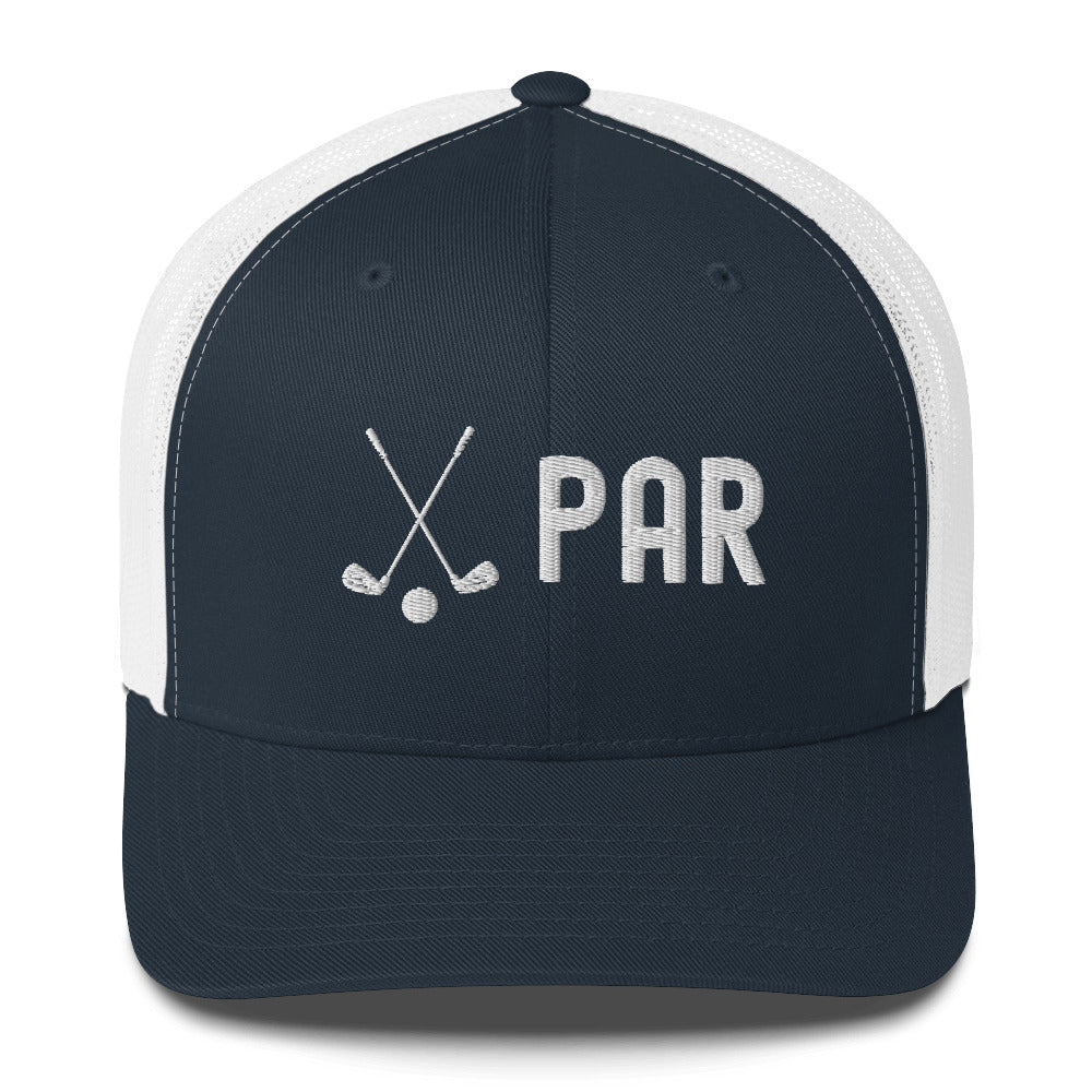 Funny Golfer Gifts Trucker Hat Navy/ White Par Golf Club Golfball Hat Trucker Hat