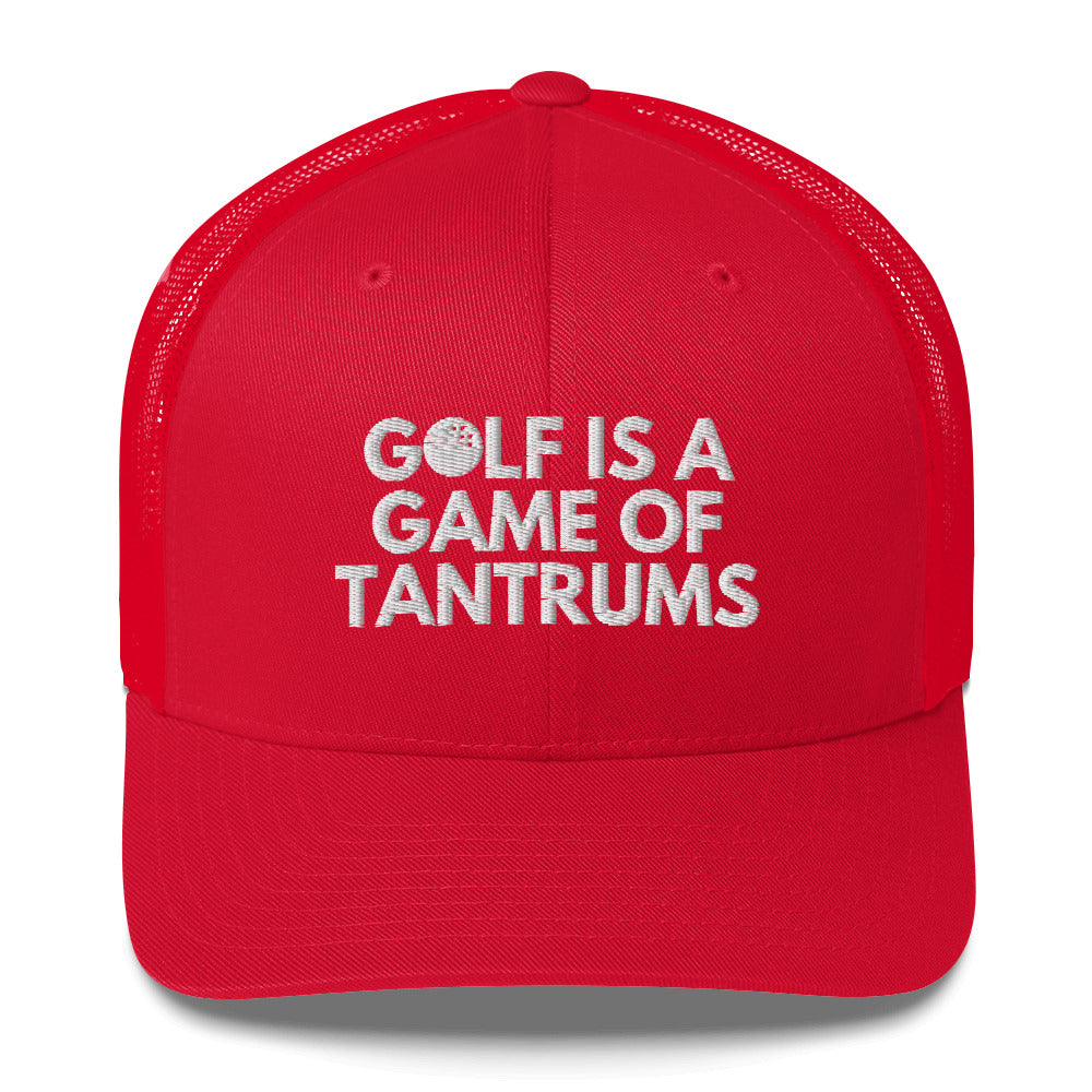Funny Golfer Gifts Trucker Hat Red Golf Is A Game Of Tantrums Hat Trucker Hat