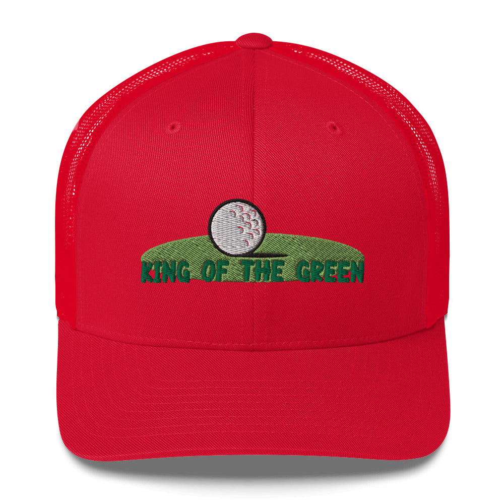 Funny Golfer Gifts Trucker Hat Red King of the Green Trucker Hat