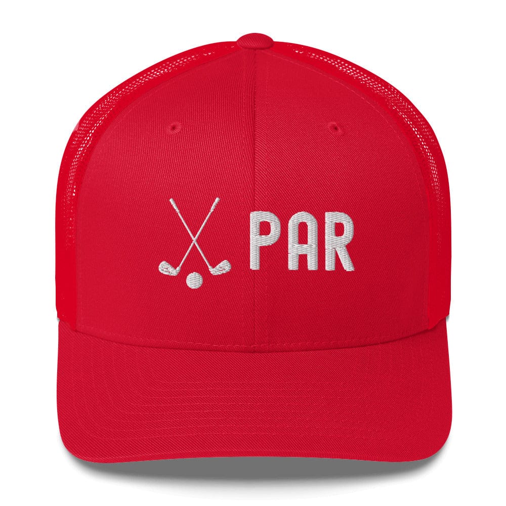 Funny Golfer Gifts Trucker Hat Red Par Golf Club Golfball Hat Trucker Hat