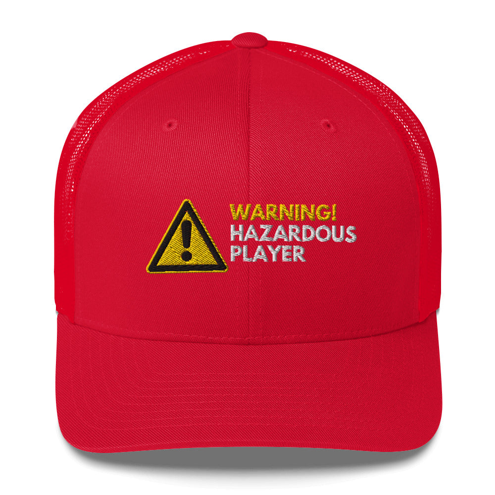 Funny Golfer Gifts Trucker Hat Red Warning Hazardous Player Trucker Hat