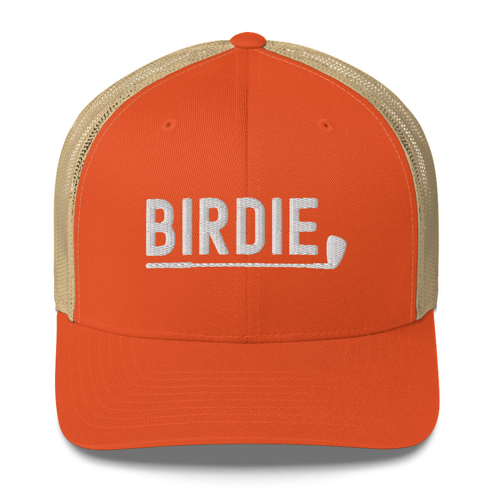 Funny Golfer Gifts Trucker Hat Rustic Orange/ Khaki Birdie Hat Trucker Hat