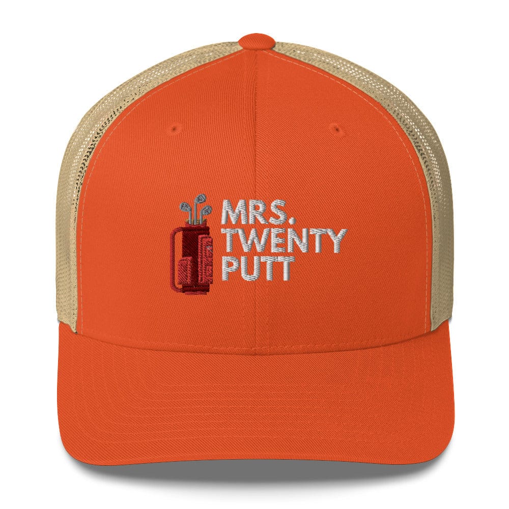 Funny Golfer Gifts Trucker Hat Rustic Orange/ Khaki Mrs. Twenty Putt Trucker Hat