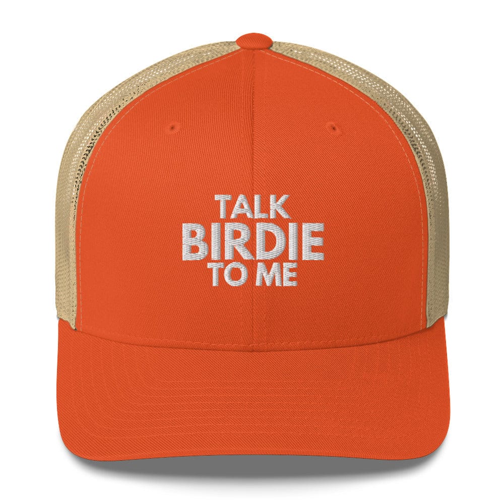 Funny Golfer Gifts Trucker Hat Rustic Orange/ Khaki Talk Birdie To Me Hat Trucker Hat