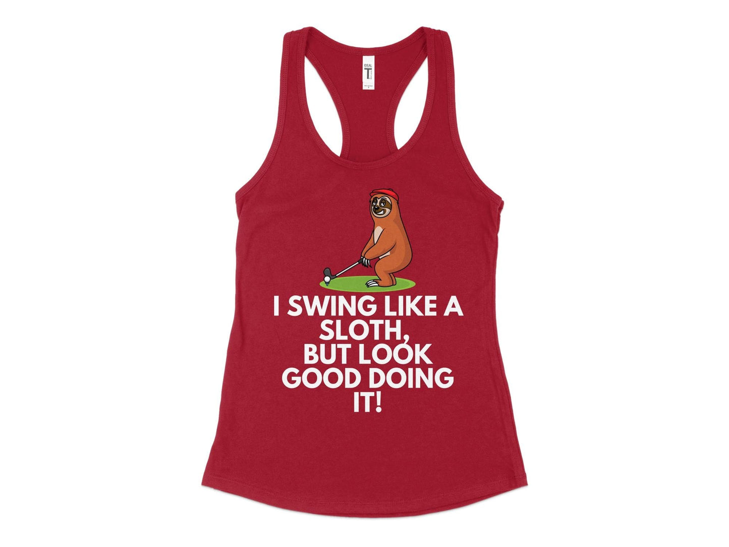 Funny Golfer Gifts Womens Tank Top XS / Cardinal I Swing Like a Sloth Golf Womans Tank Top