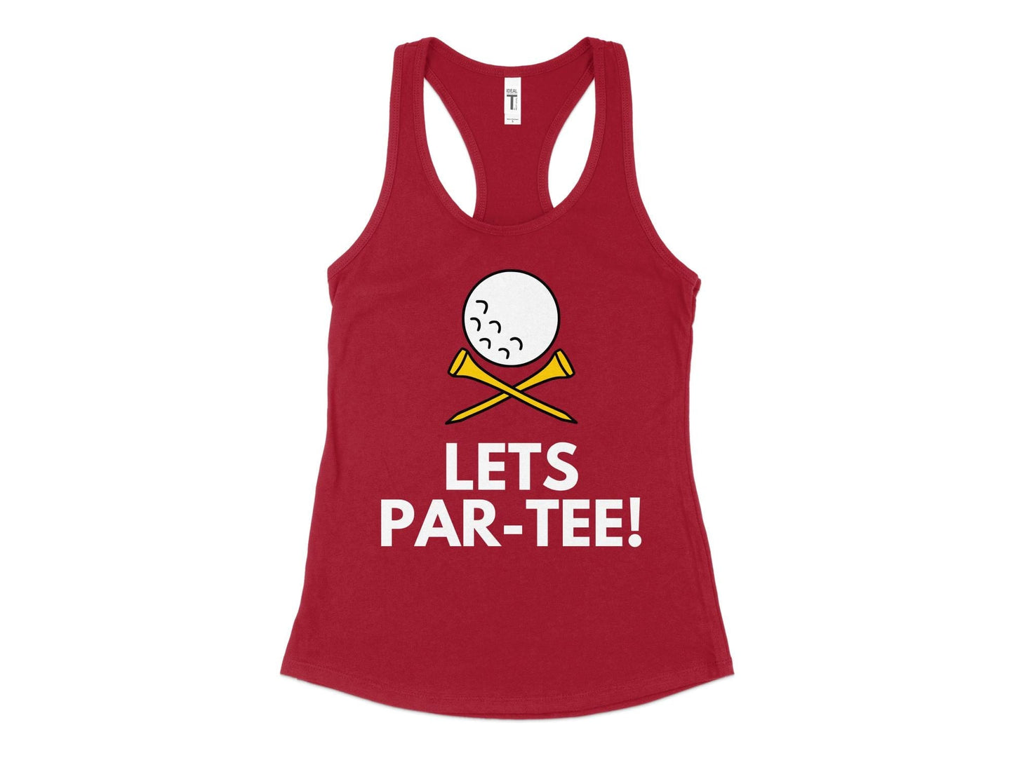 Funny Golfer Gifts Womens Tank Top XS / Cardinal Lets Par-tee Golf Womans Tank Top Golf tank top