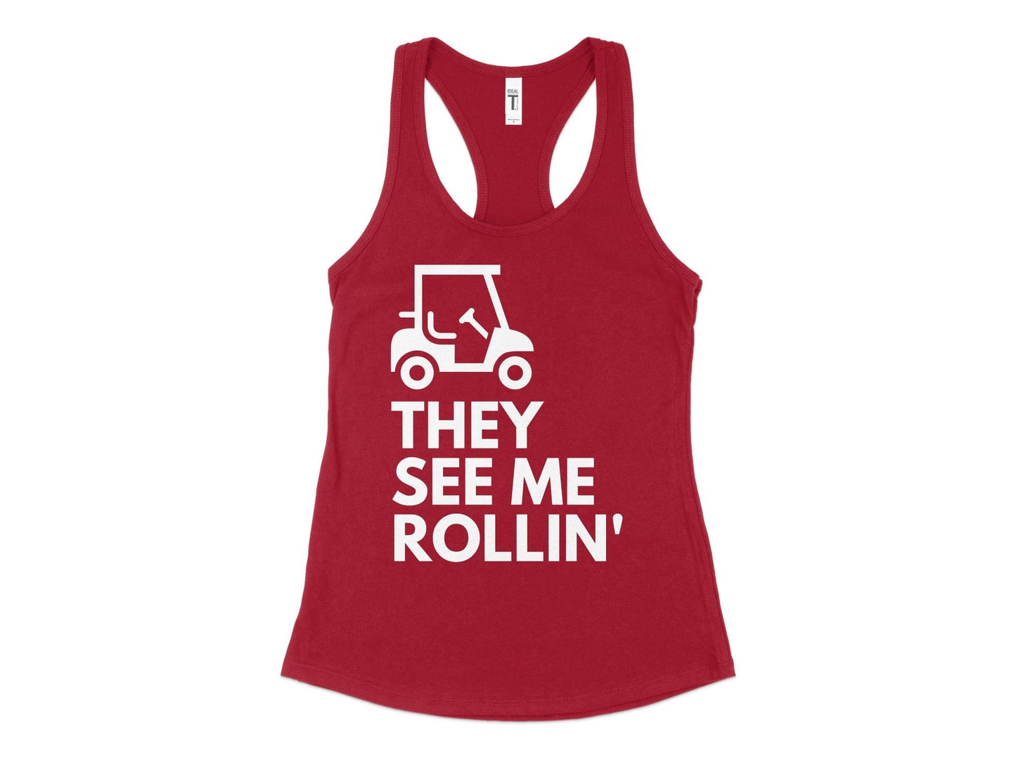 Funny Golfer Gifts Womens Tank Top XS / Cardinal They See Me Rollin Golf Womans Tank Top