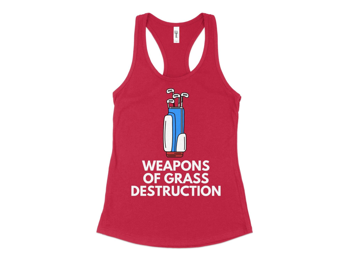 Funny Golfer Gifts Womens Tank Top XS / Red Weapons of Grass Destruction Golf Womans Tank Top