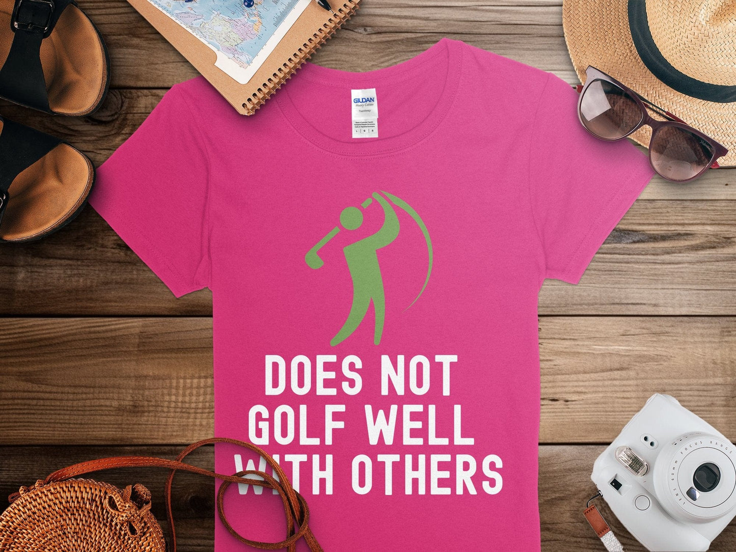 Funny Golfer Gifts Womens TShirt Does Not Golf Well With Others Golf Womans T-Shirt