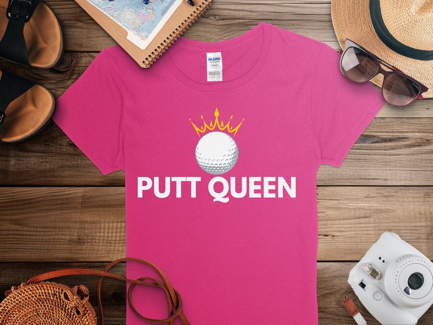 Funny Golfer Gifts Womens TShirt Putt Queen Golf Ball Golf Womans T-Shirt