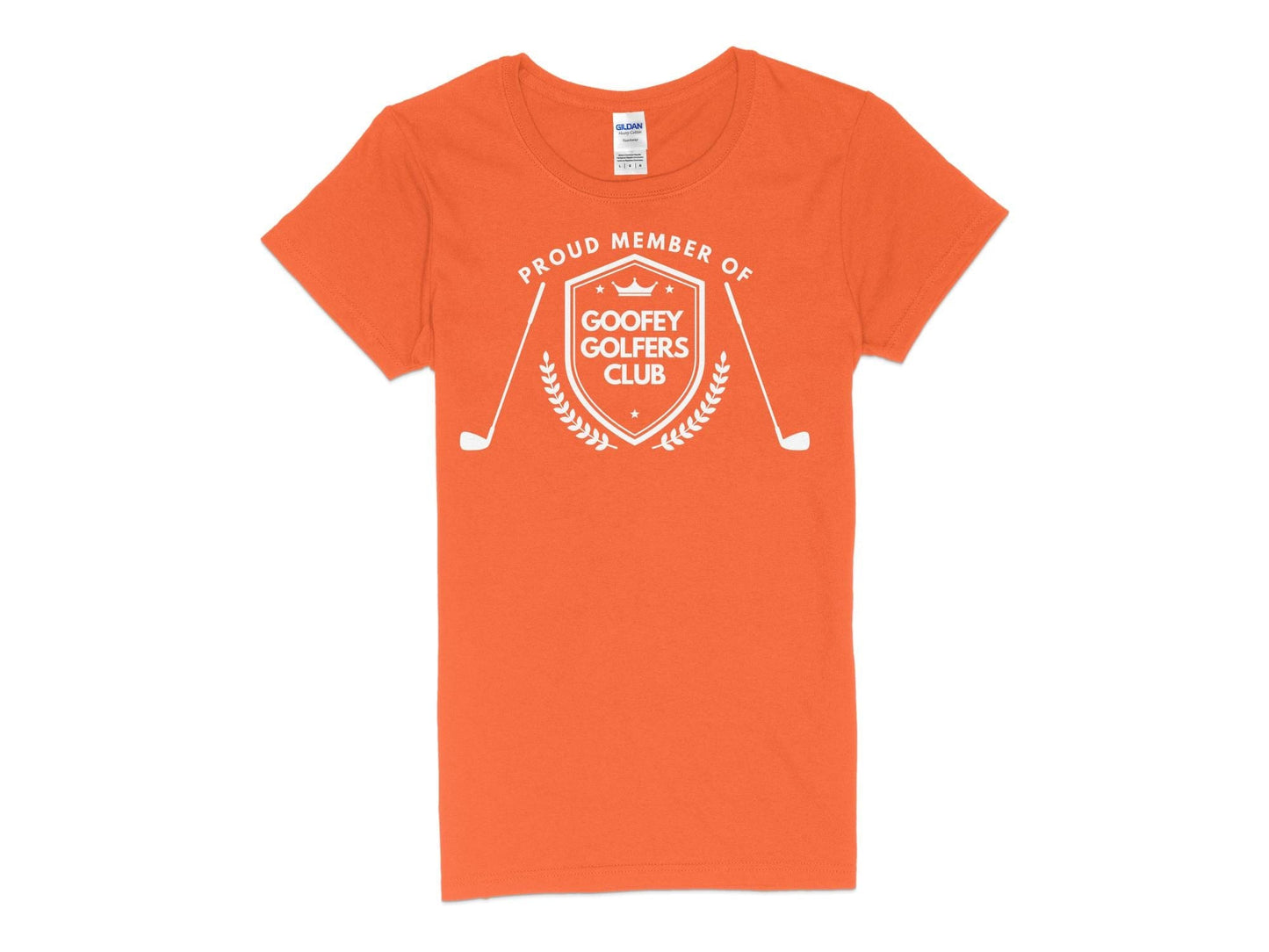 Funny Golfer Gifts Womens TShirt S / Orange Proud Member of the Goofey Golfers Club Golf Womans T-Shirt