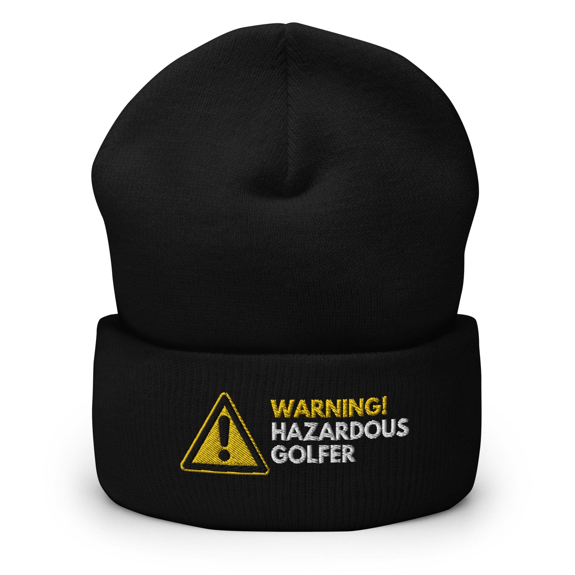 Funny Golfer Gifts  Beanie Black Warning Hazardous Golfer Beanie