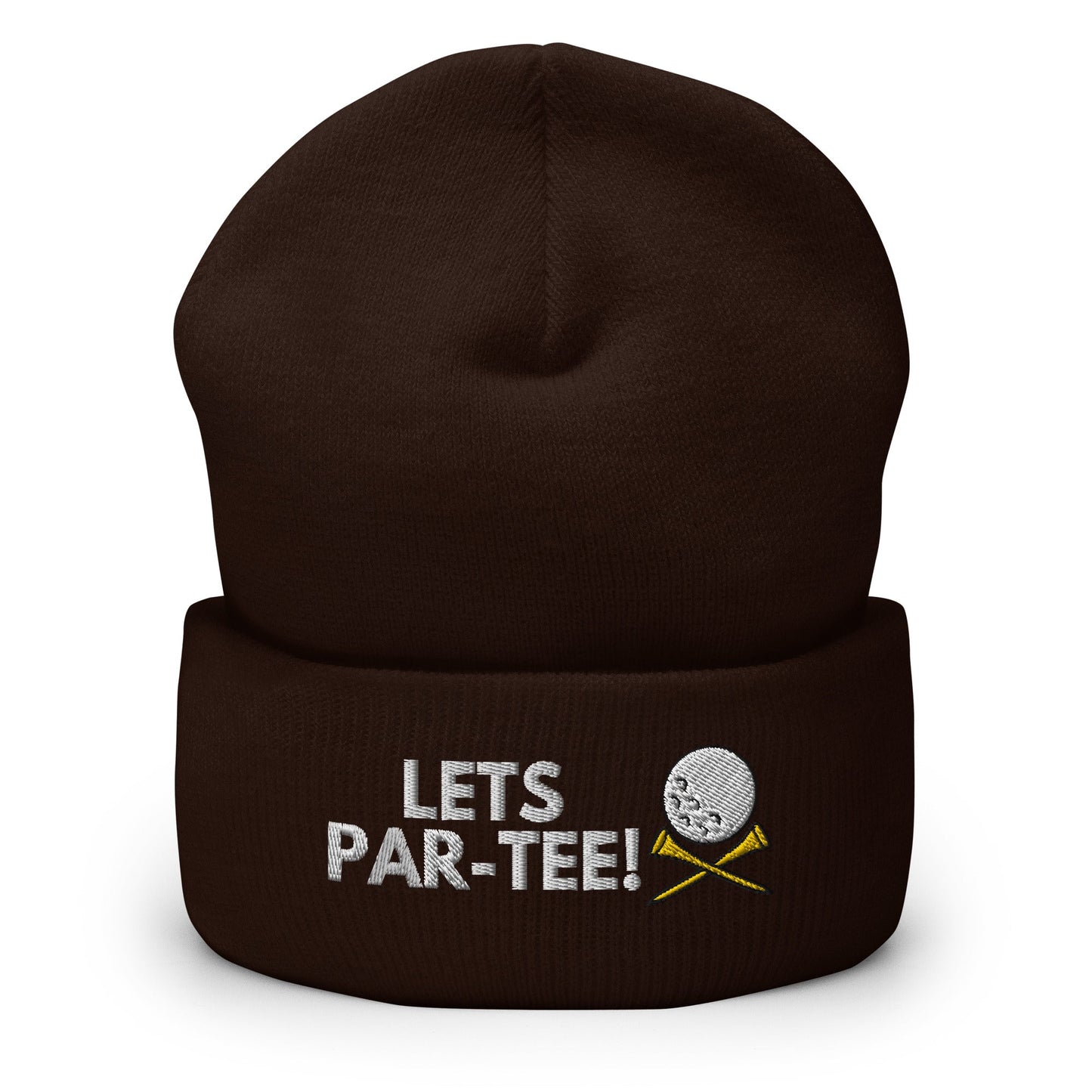 Funny Golfer Gifts  Beanie Brown Lets Par-Tee Hat Beanie