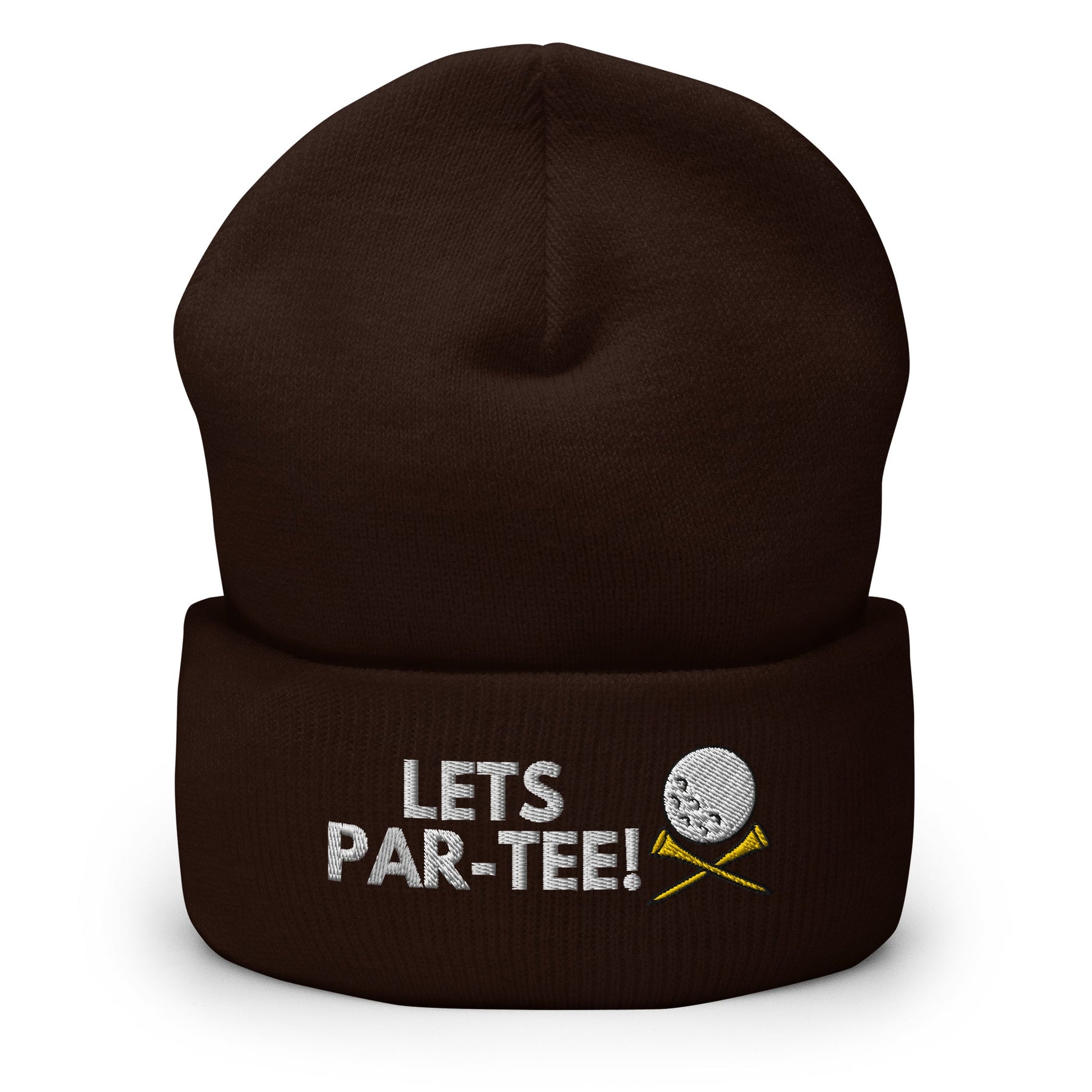 Funny Golfer Gifts  Beanie Brown Lets Par-Tee Hat Beanie