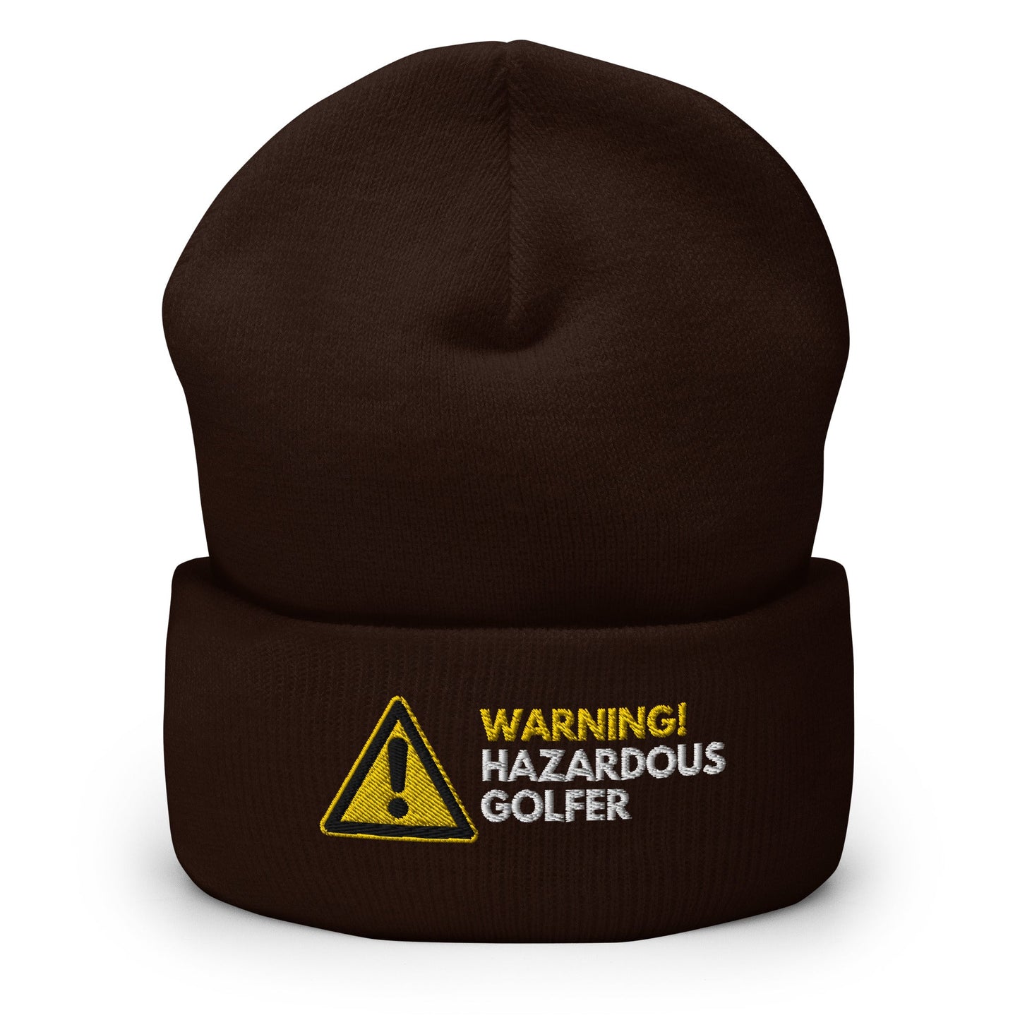 Funny Golfer Gifts  Beanie Brown Warning Hazardous Golfer Beanie
