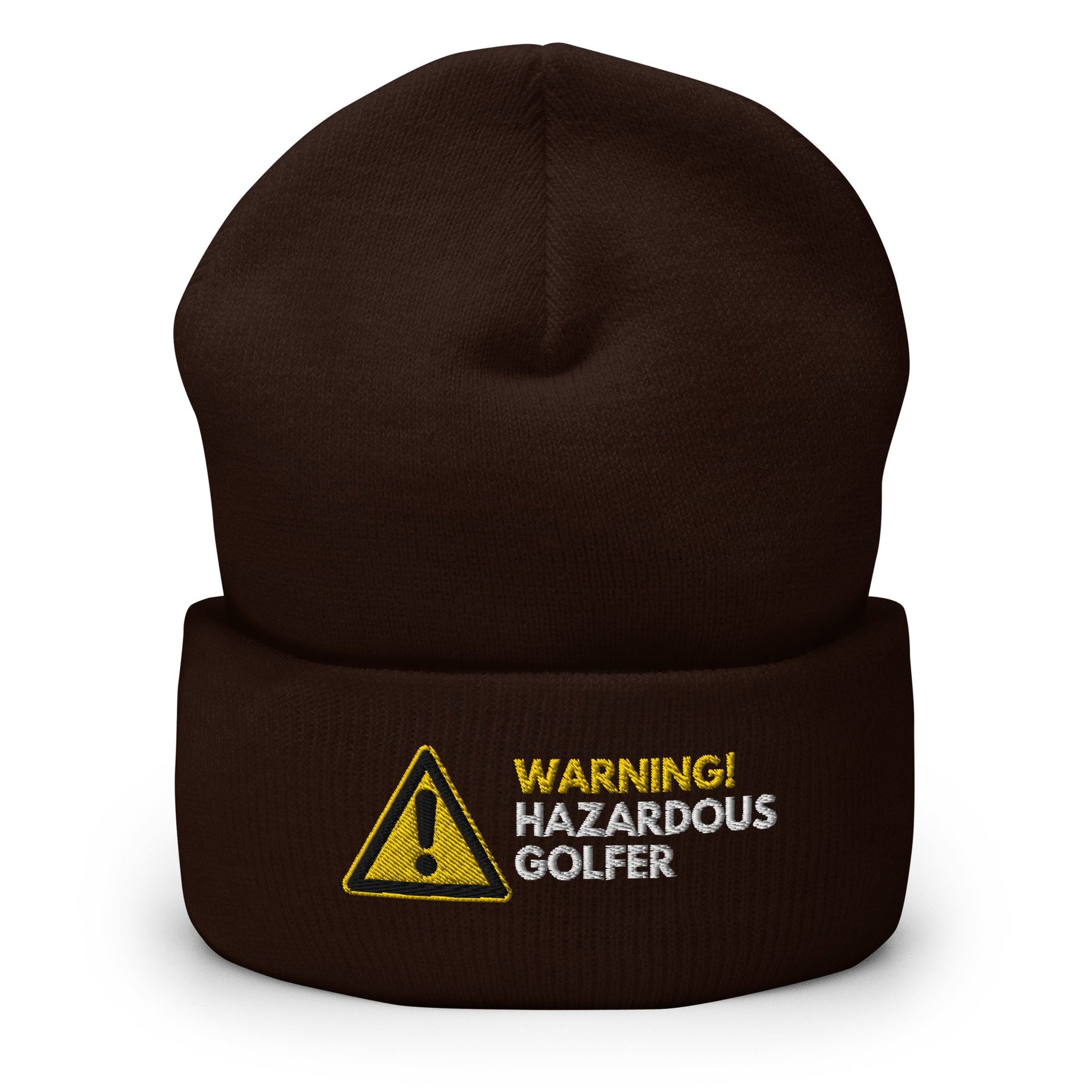 Funny Golfer Gifts  Beanie Brown Warning Hazardous Golfer Beanie