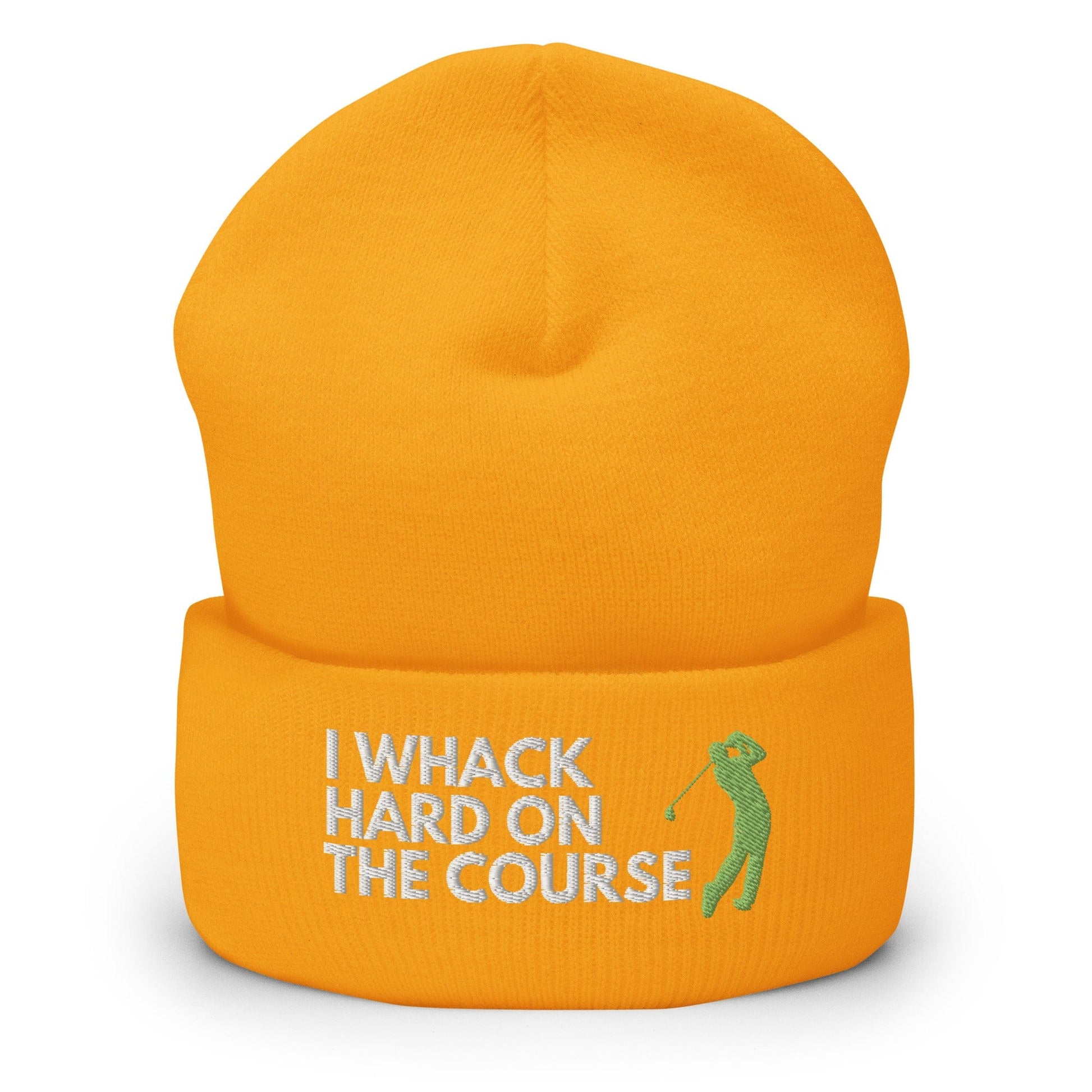 Funny Golfer Gifts  Beanie Gold I Whack Hard On The Course Beanie
