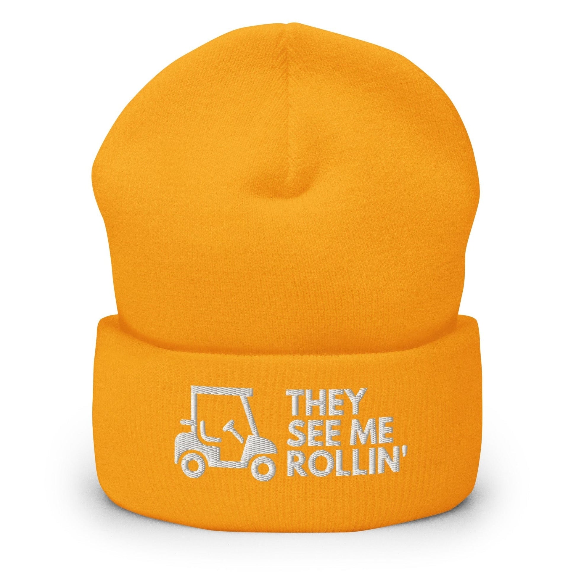 Funny Golfer Gifts  Beanie Gold They See Me Rollin Golfcart Beanie