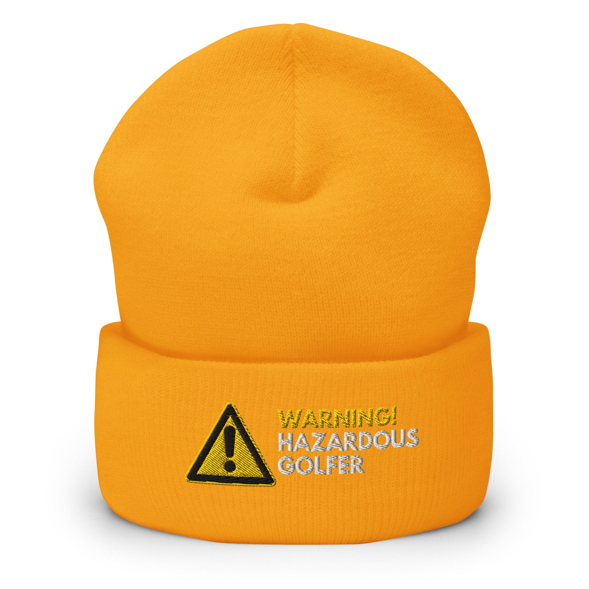 Funny Golfer Gifts  Beanie Gold Warning Hazardous Golfer Beanie