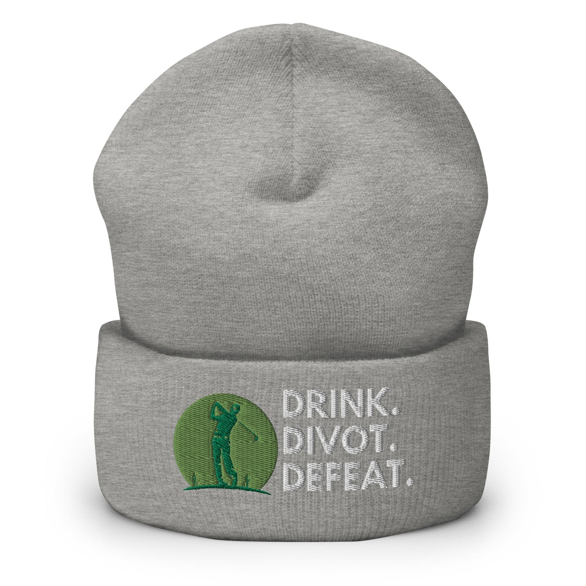 Funny Golfer Gifts  Beanie Heather Grey Drink. Divot. Defeat Beanie