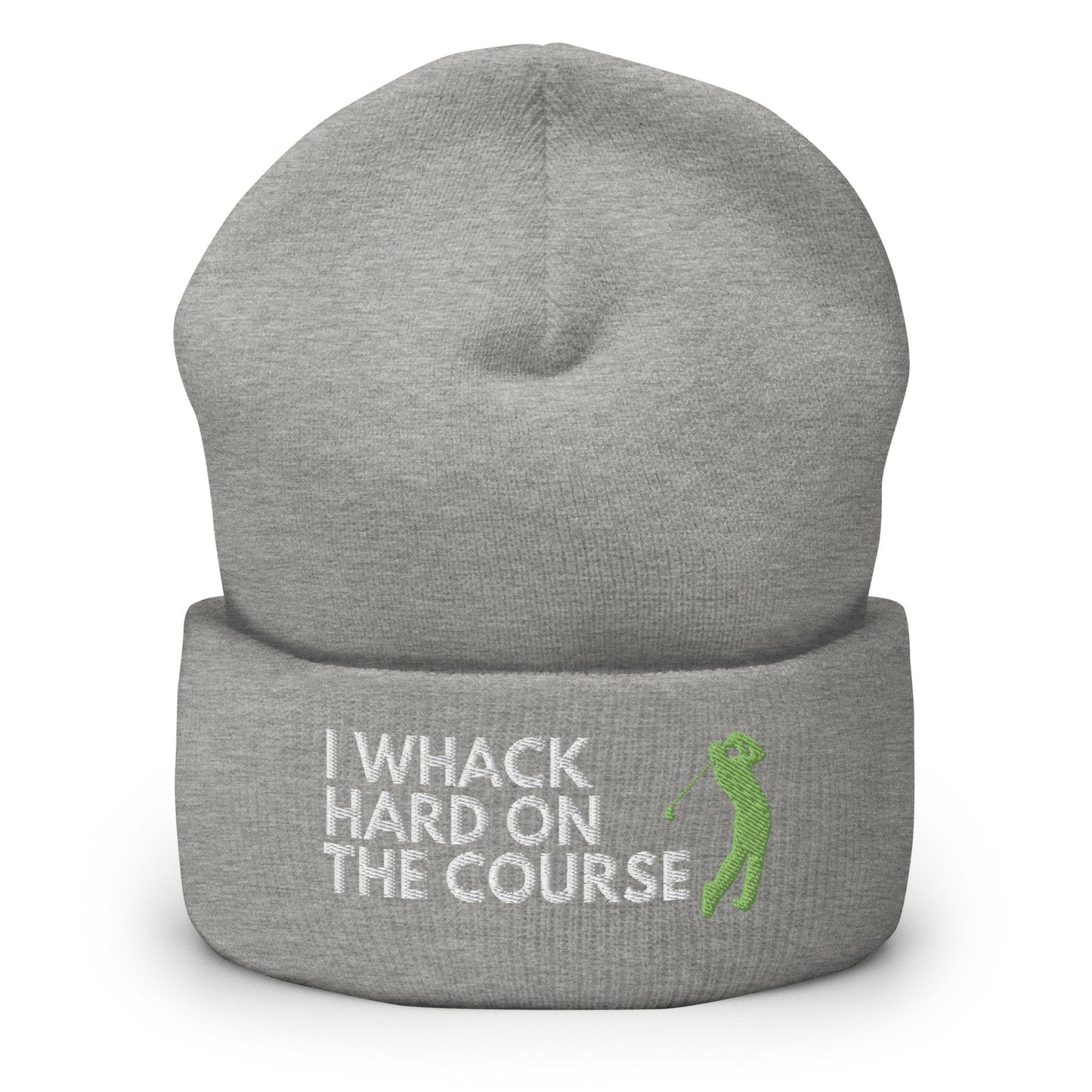 Funny Golfer Gifts  Beanie Heather Grey I Whack Hard On The Course Beanie