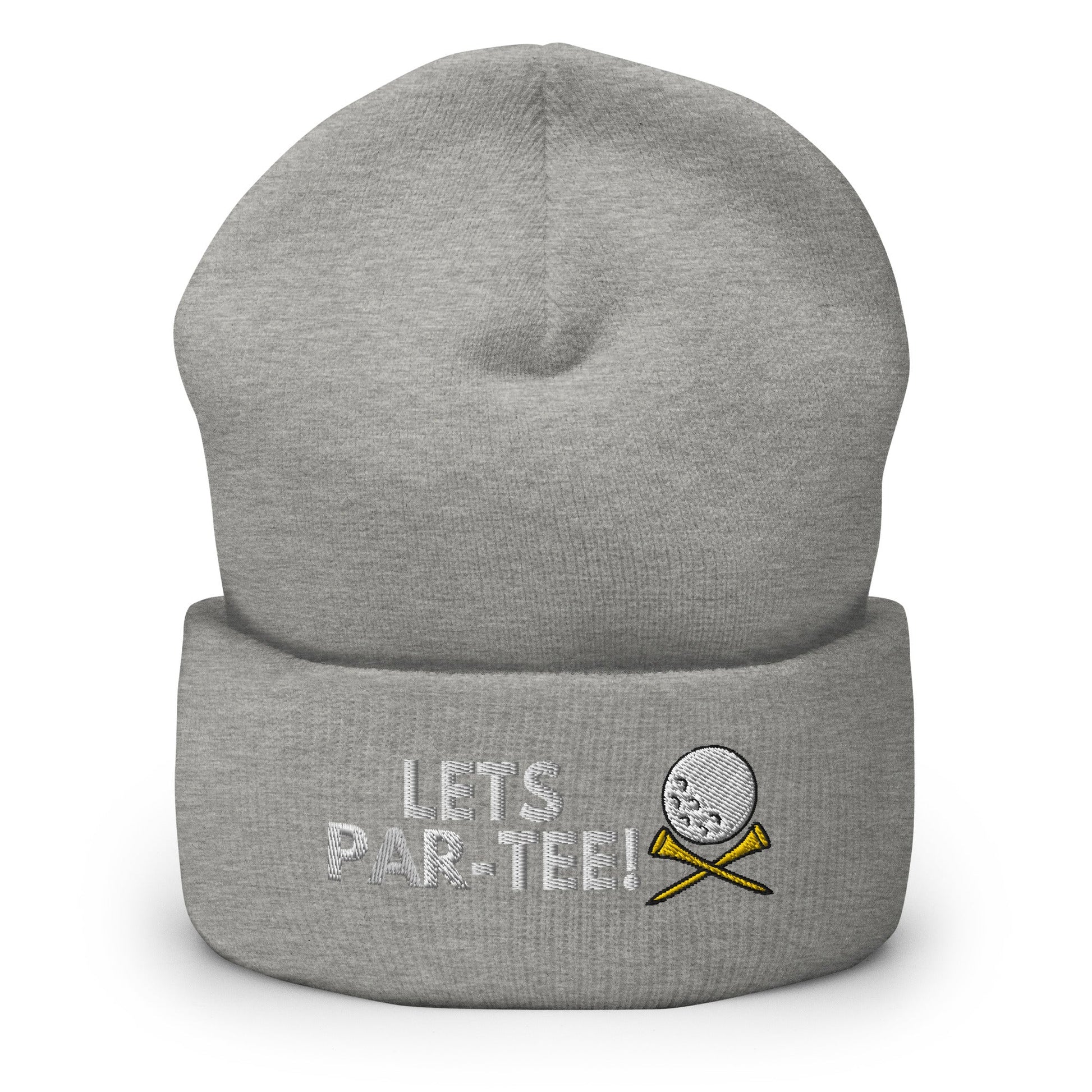 Funny Golfer Gifts  Beanie Heather Grey Lets Par-Tee Hat Beanie