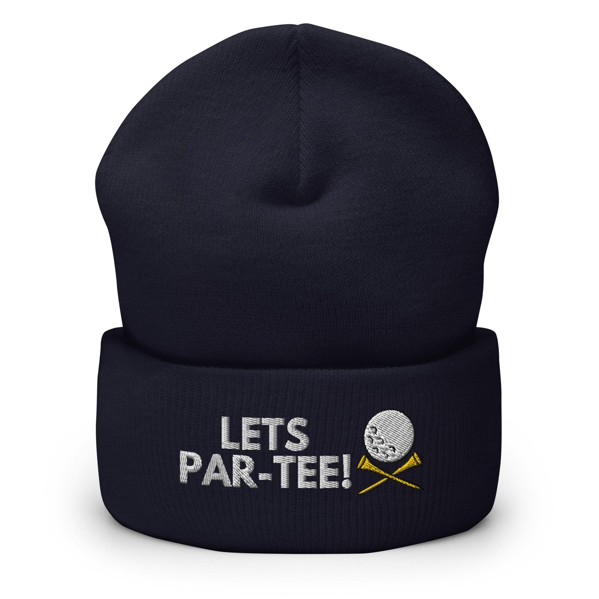 Funny Golfer Gifts  Beanie Navy Lets Par-Tee Hat Beanie