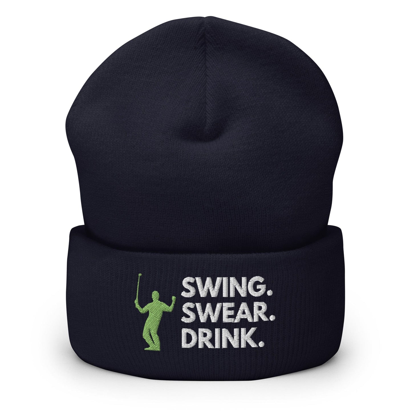 Funny Golfer Gifts  Beanie Navy Swing. Swear. Drink Beanie