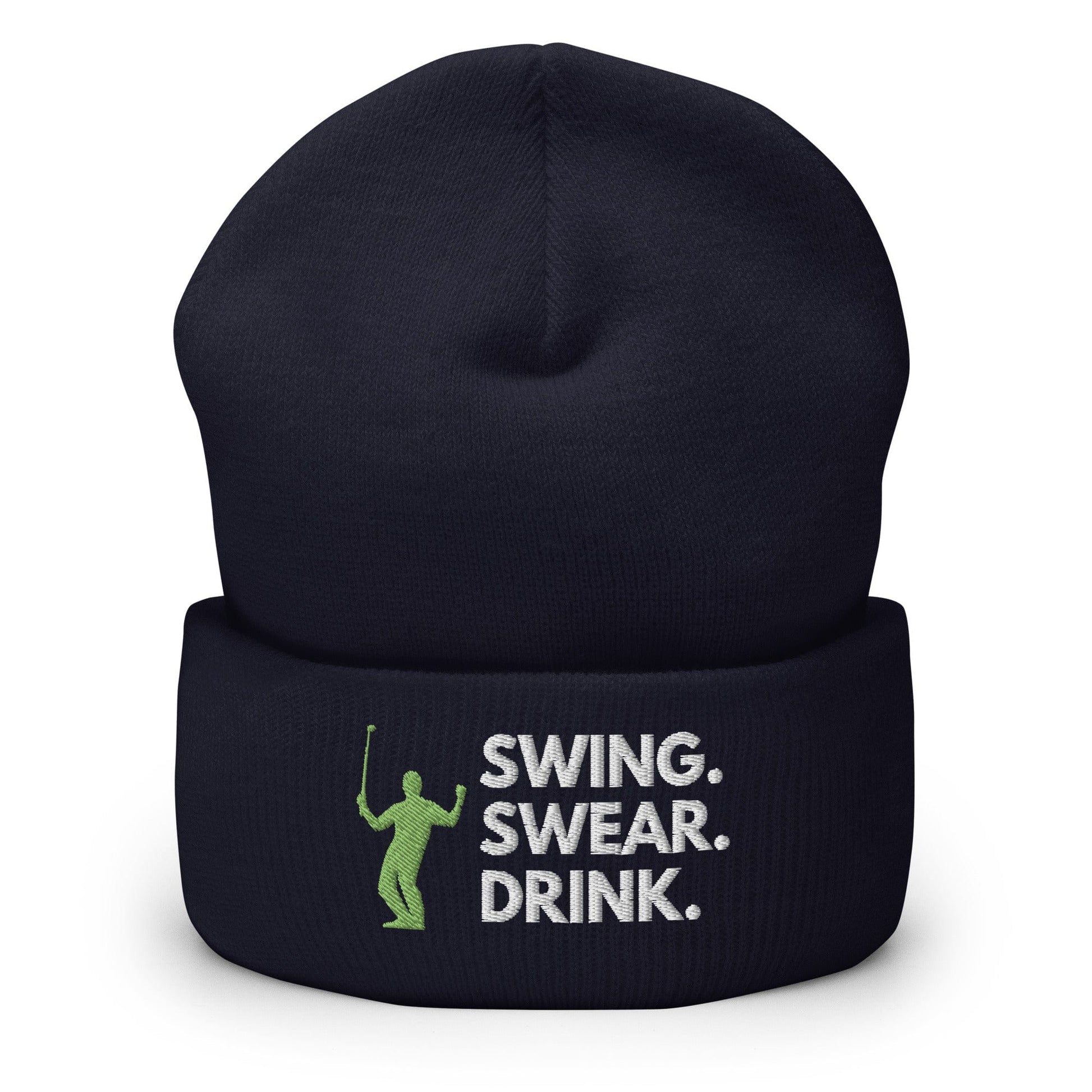Funny Golfer Gifts  Beanie Navy Swing. Swear. Drink Beanie