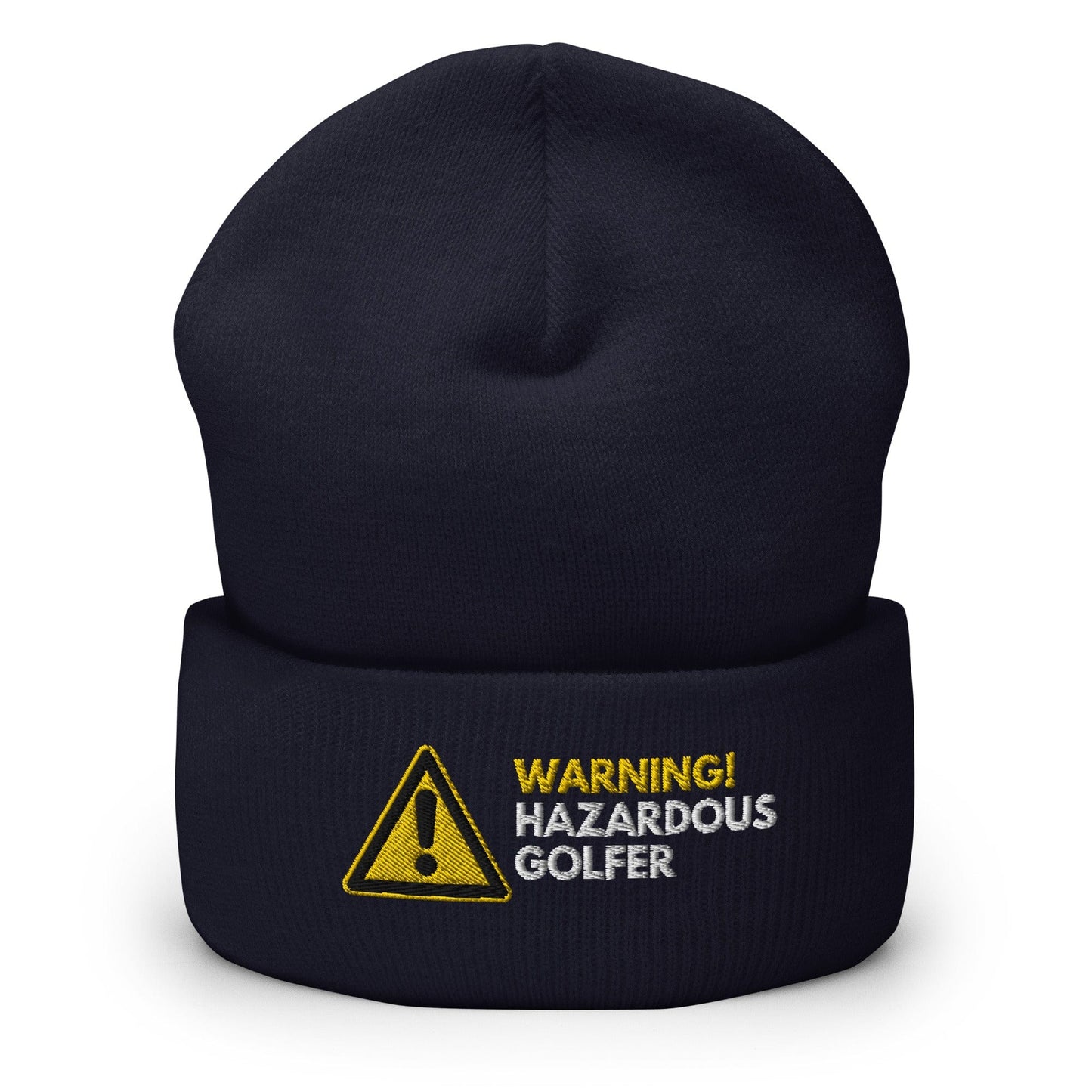 Funny Golfer Gifts  Beanie Navy Warning Hazardous Golfer Beanie