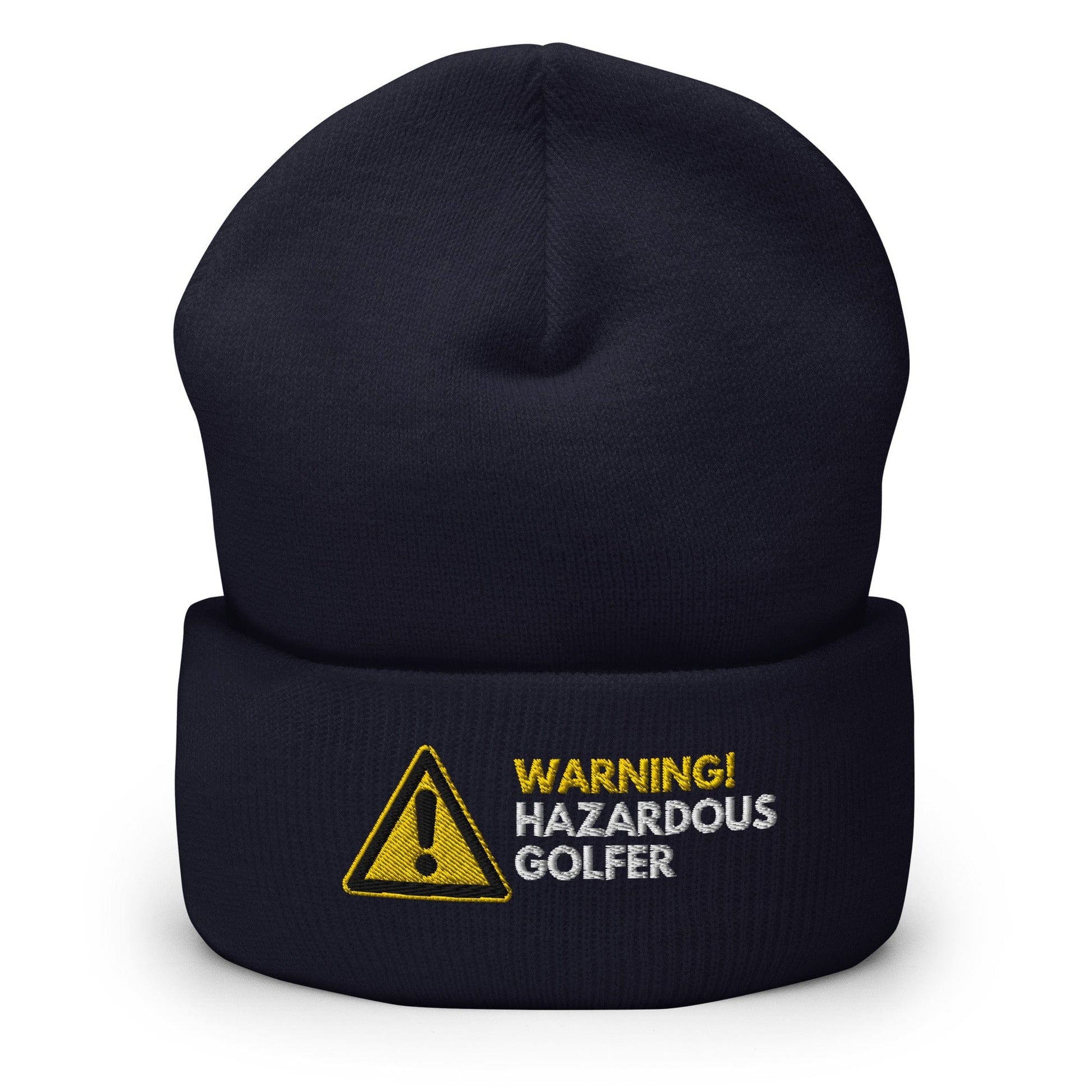 Funny Golfer Gifts  Beanie Navy Warning Hazardous Golfer Beanie