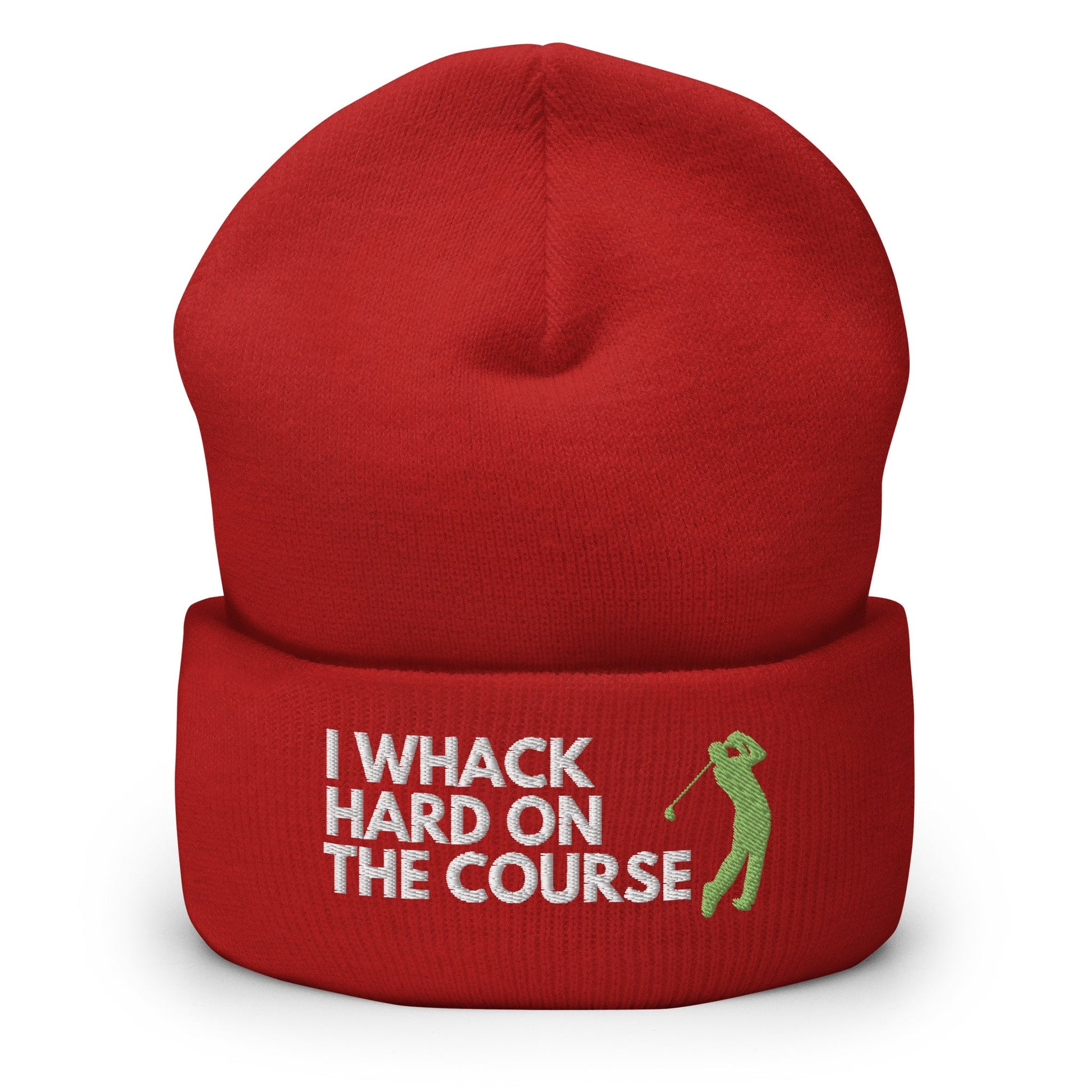 Funny Golfer Gifts  Beanie Red I Whack Hard On The Course Beanie