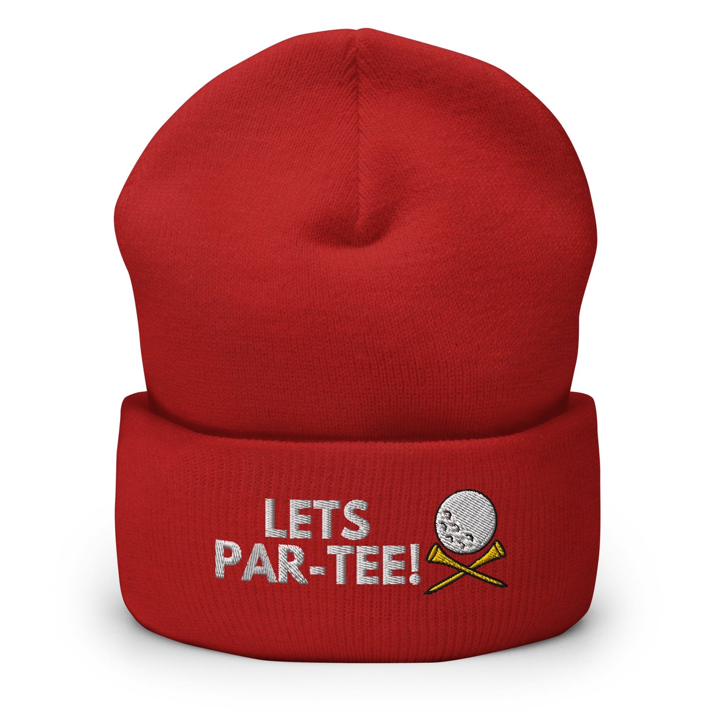 Funny Golfer Gifts  Beanie Red Lets Par-Tee Hat Beanie