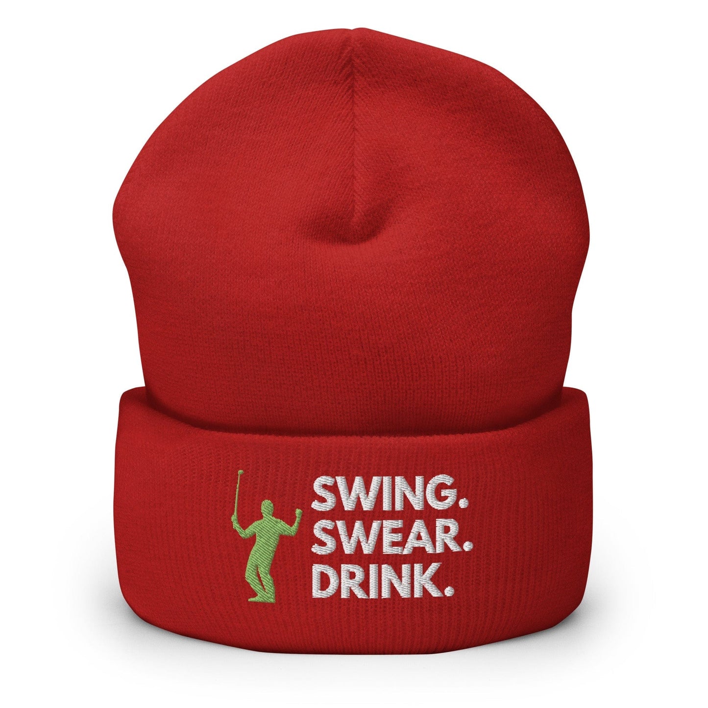 Funny Golfer Gifts  Beanie Red Swing. Swear. Drink Beanie