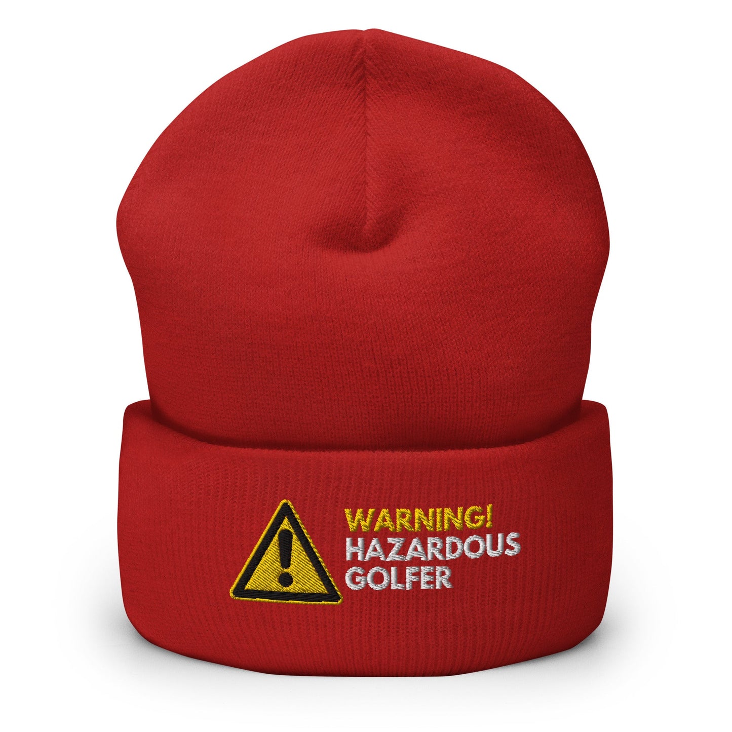 Funny Golfer Gifts  Beanie Red Warning Hazardous Golfer Beanie