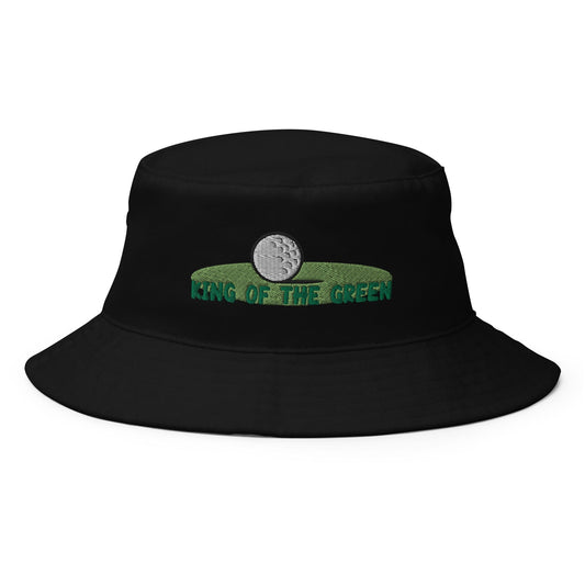 Funny Golfer Gifts  Bucket Hat Black King of the Green Bucket Hat