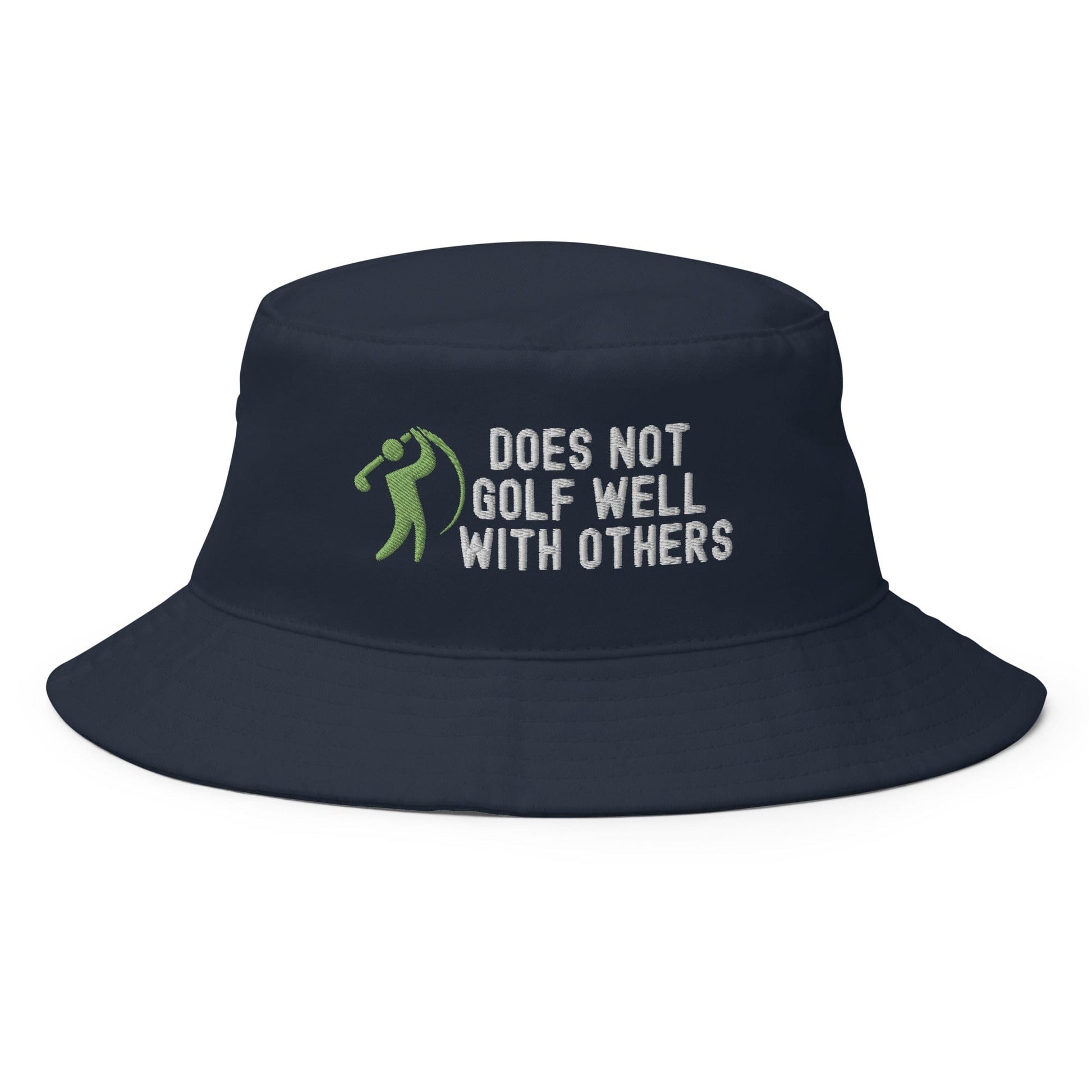 Funny Golfer Gifts  Bucket Hat Navy Does Not Golf Well With Others Bucket Hat