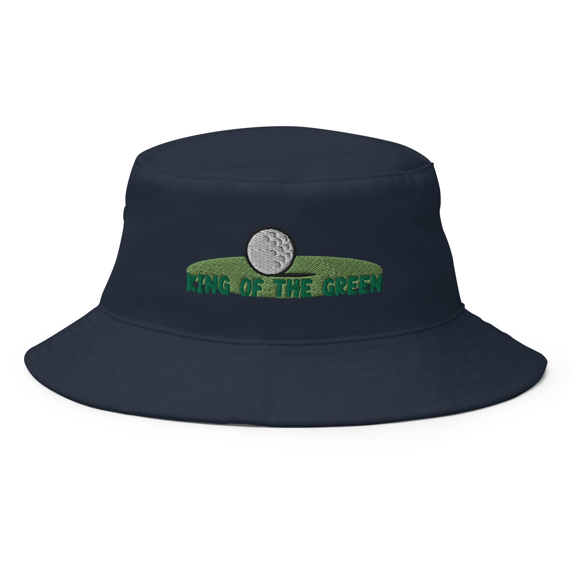 Funny Golfer Gifts  Bucket Hat Navy King of the Green Bucket Hat