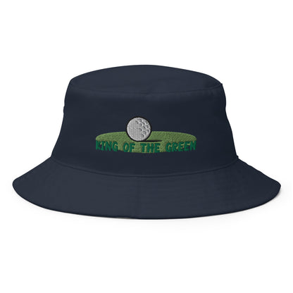 Funny Golfer Gifts  Bucket Hat Navy King of the Green Bucket Hat