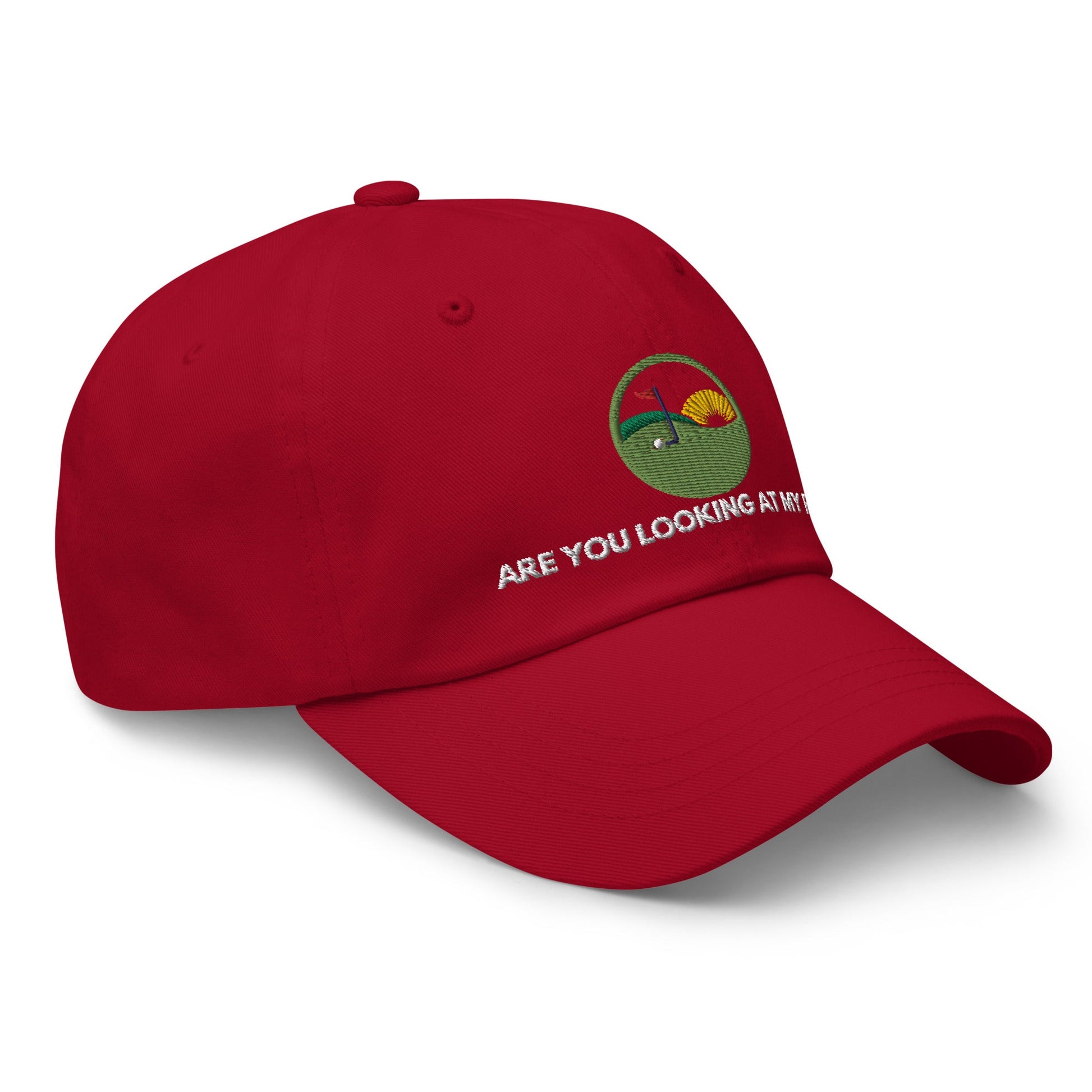 Funny Golfer Gifts  Dad Cap Cranberry Are you looking at my putt Dad Cap