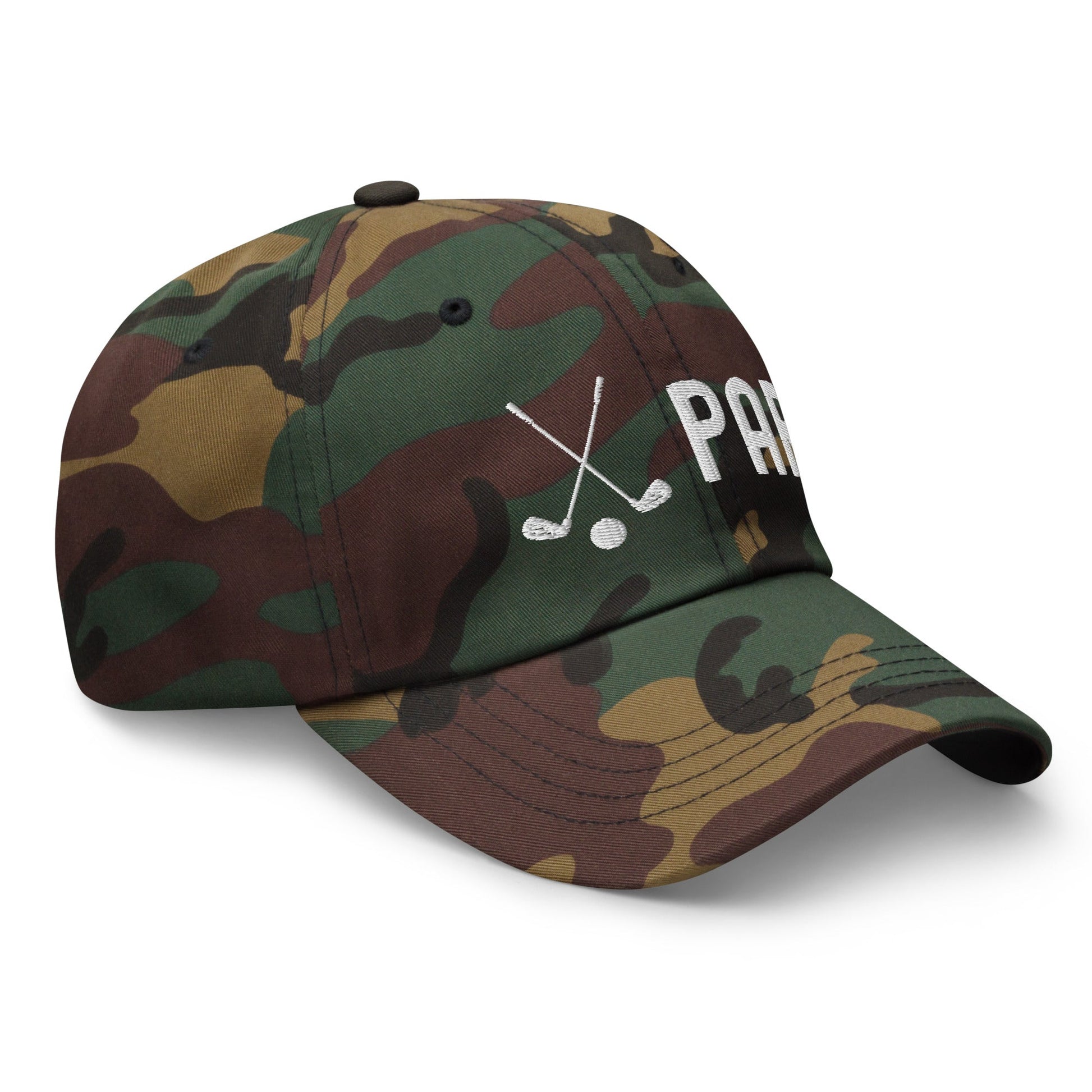 Funny Golfer Gifts  Dad Cap Green Camo Par Golf Club Golfball Hat Cap