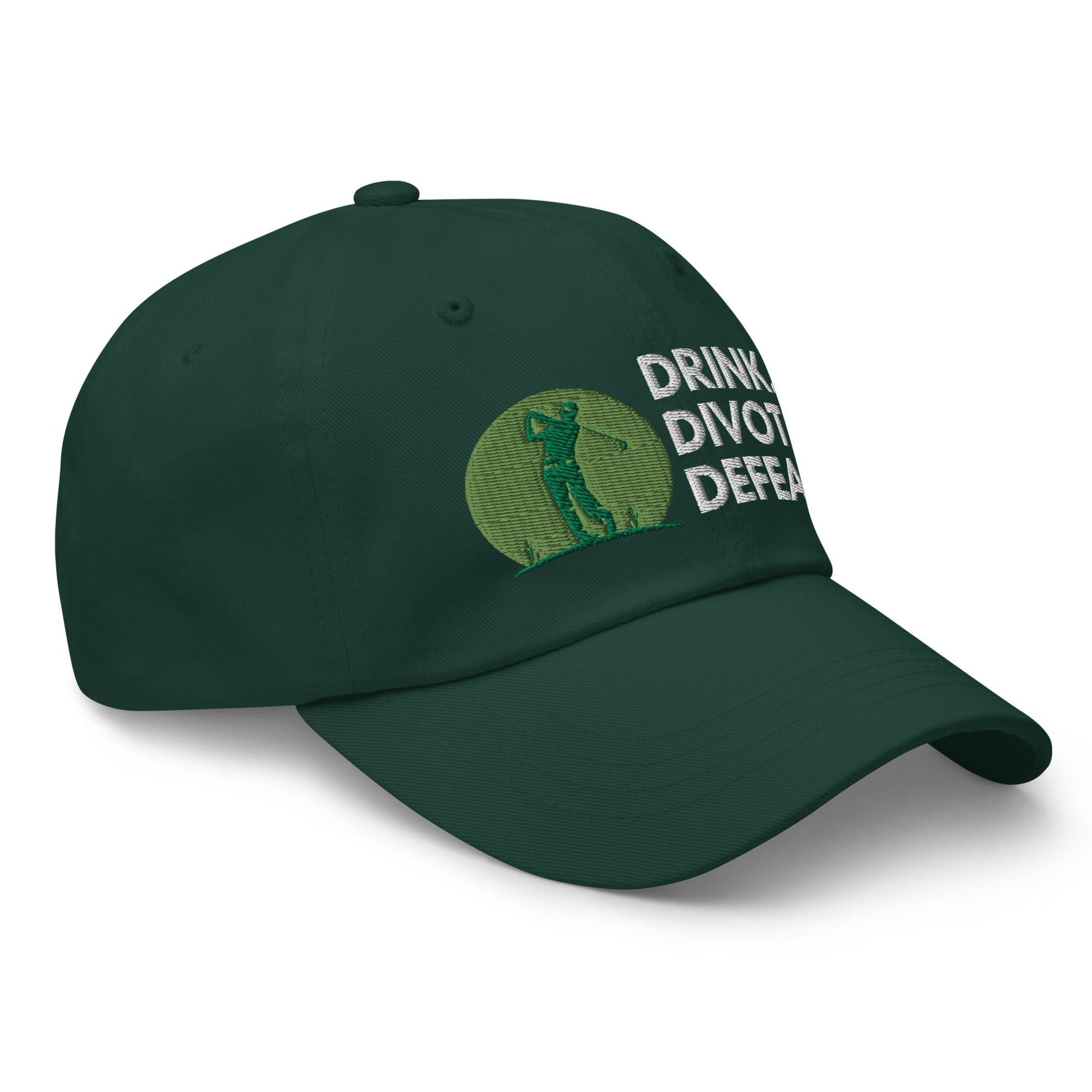 Funny Golfer Gifts  Dad Cap Spruce Drink. Divot. Defeat Cap