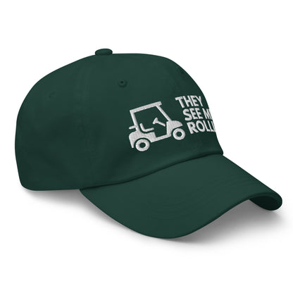 Funny Golfer Gifts  Dad Cap Spruce They See Me Rollin Golfcart Hat Cap