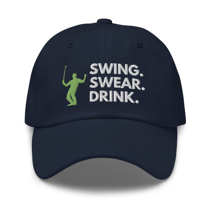 Funny Golfer Gifts  Dad Cap Swing. Swear. Drink Cap